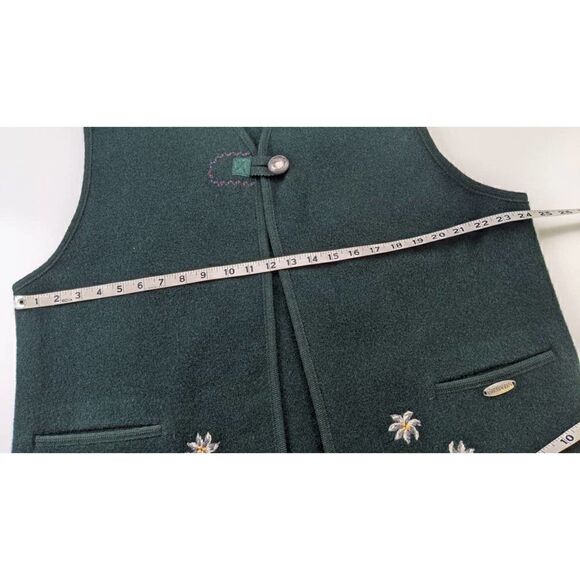 Giesswein Wool One Button Green Vest 38 Vtg 80s - Picture 5 of 8